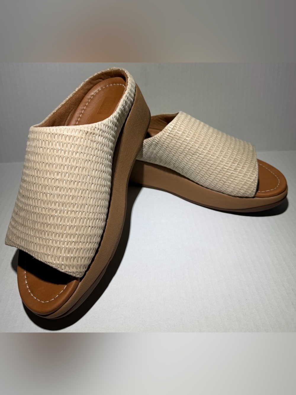 FitFlop Imogen Basket Weave CU8-031 Platform Wedge Slides US 8 EU 39